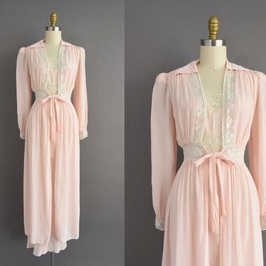 vintage 1940s dress | Beautiful Baby Pink 2pc Lingerie Dress &amp; Matching Jacket | Small | 40s vintage dress 