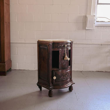 antique french marble top side table with bone hardware