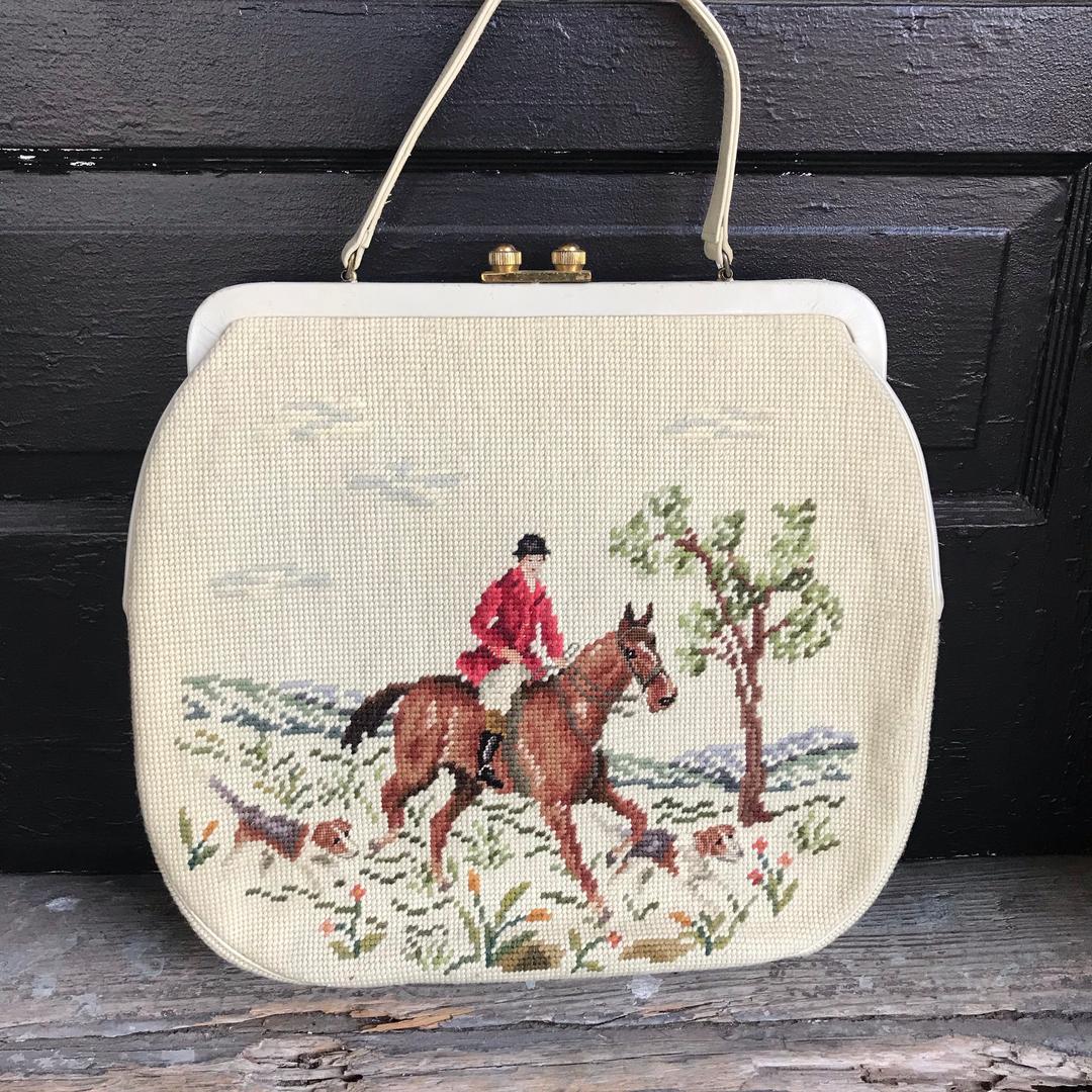 1960's Hunter Needlepoint Large Purse Bloomers and Frocks Austin, TX