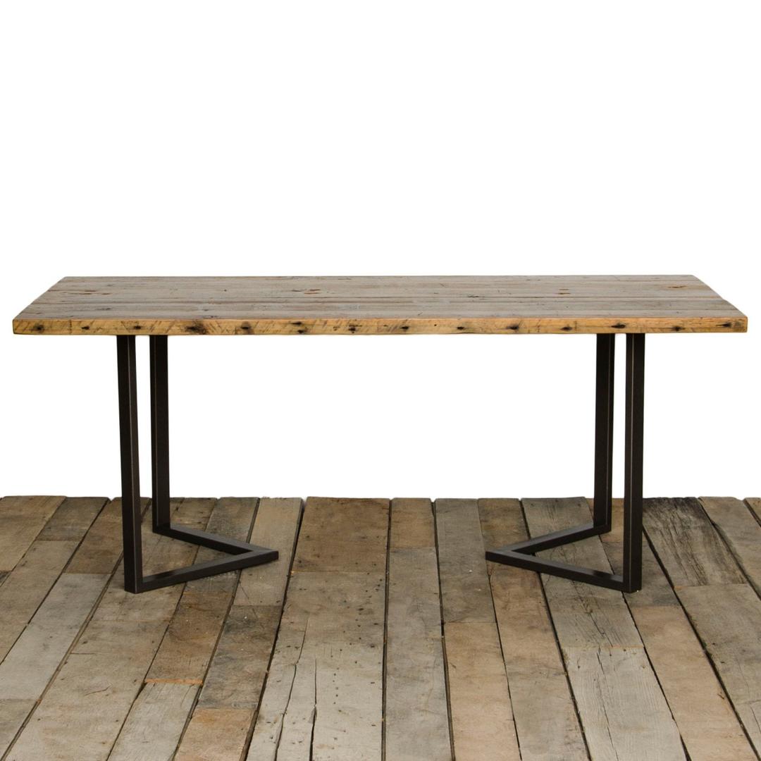 Dining Table with reclaimed wood top and and steel six Urban Wood