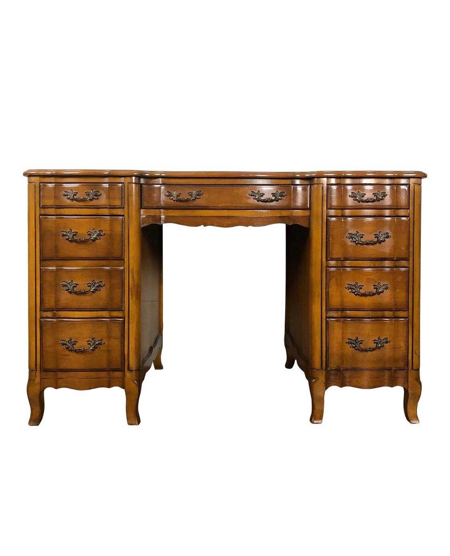 Vintage Sligh Leather Top French Provincial Writing Desk 2nd Story