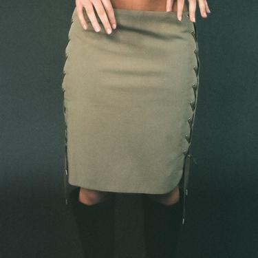 VINTAGE GUCCI TAN SKIRT WITH TIES