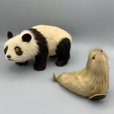 Vintage fur & leather panda and seal 