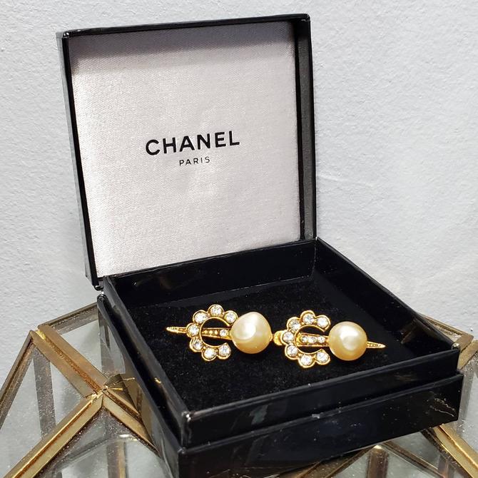 Vintage Chanel Pearl Crystal Brooch, Vintage