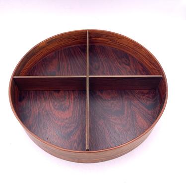 Danish Modern Rosewood Round Serving tray Catch All