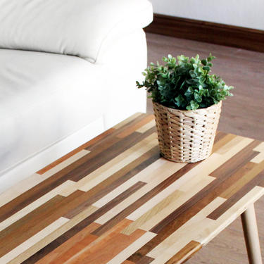 Mixed Wood Coffee Table - Modern Furniture Mid Century Eames Style Hardwood Design 