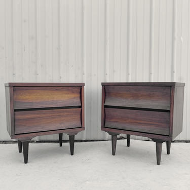 Mid-Century Modern Curved Front Nightstands 