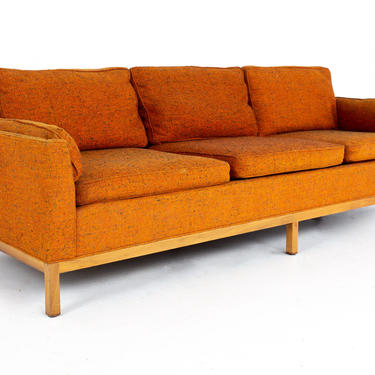 Milo Baughman for Thayer Coggin Mid Century Orange Tweed Sofa - mcm 
