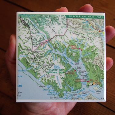 1998 Glacier Bay National Park Map Coaster. Alaska Map. Hiking Gift. Alaska Décor. Park Souvenir. Glacier Bay Alaska. US Travel Gift. Parks. 