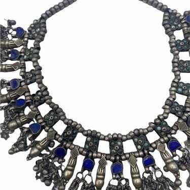 Indian Silver Choker with Turquoise and Lapis