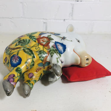 Vintage Chinese Sleeping Pig Figurine 