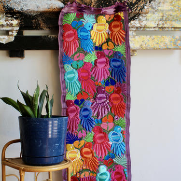 Vintage Central American or South American Colorful Bird Woven Wall Hanging, Southwestern Tapestry, Tropical, Exotic, 