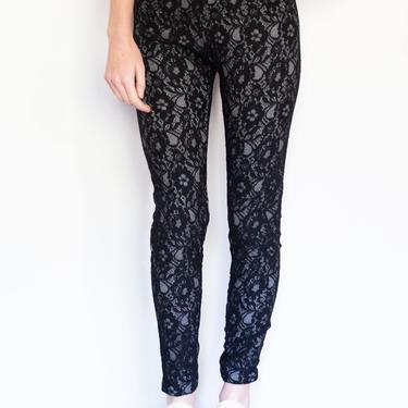 Vintage MOSCHINO Dead Stock Stretch Lace Pants sz S M Leggings Love Moschino New with Tags Trousers 
