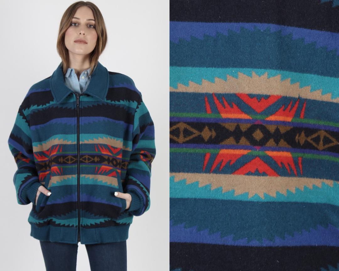 Pendleton Jacket Vintage Southwestern Blanket Jacket Native American
