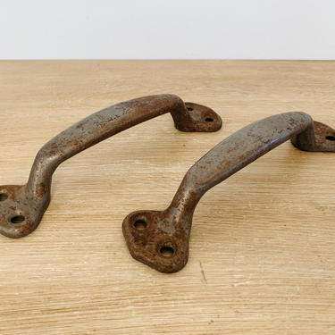 Vintage Industrial Metal Handles - Pair 