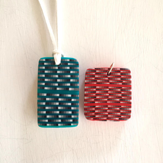 Matrix cane pendants handmade polymer clay by ChrisBergmanHandmade