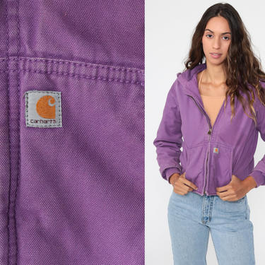 Purple Carhartt Jacket xs Hooded Jacket 00s Hoodie Work Faux