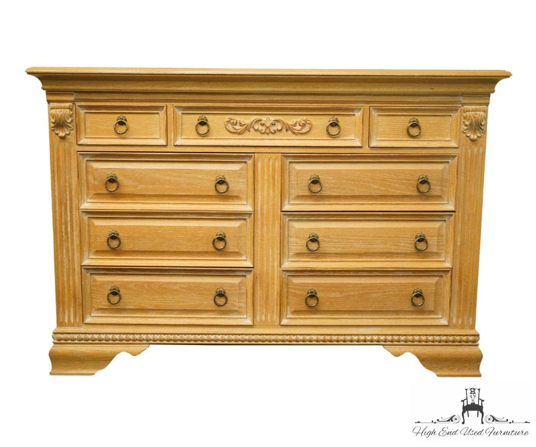 HOOKER FURNITURE Pickled Oak Italian Provincial 61" Double Dresser 58490 High End Used