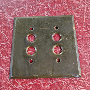 Double Brass push button switch plate 4 1/2