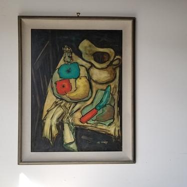Impressionist Oil Painting Still Life with Vegetables by