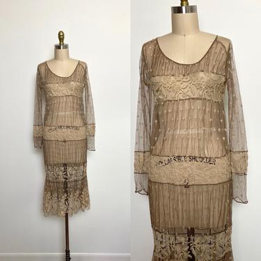 Antique 1920s Lace Dress 20s As Is Sheer 