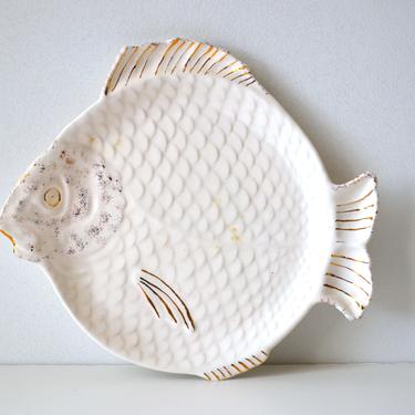 Vintage Fish Plate, 11" Serving Dish Plate Platter, Hand Made, 1959 