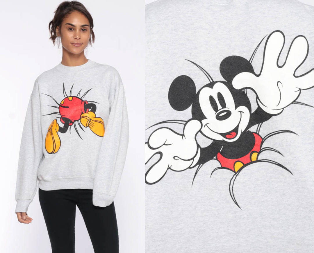 Mickey Sweatshirt Disney Sweater Mickey Mouse Front Back 90s