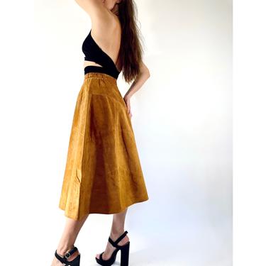 1990s suede skirt vintage 90s a-line skirt small 