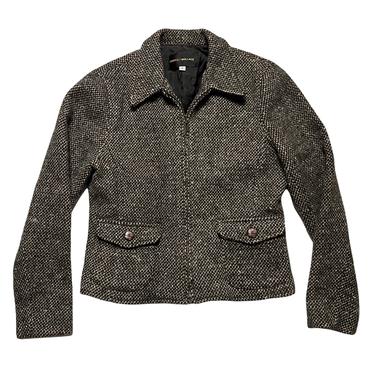 Vintage Women's 100% Wool DONEGAL TWEED Jacket ~ size S ~ Cropped / Bomber / Cossack ~ Harris/Wallace ~ Made in USA 