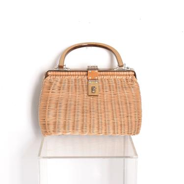 Vintage 1960s Purse / 60s Straw Top Handle Tote | La Poubelle