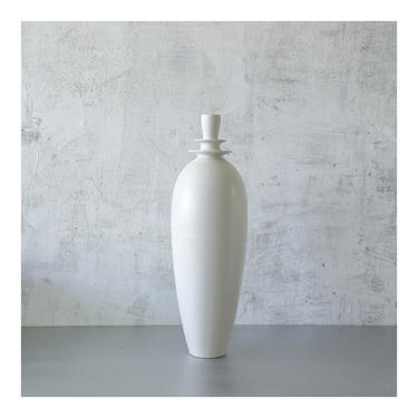 SHIPS NOW- 17.5&amp;quot; tall ceramic flanged bottle vase in matte white by sara paloma pottery 