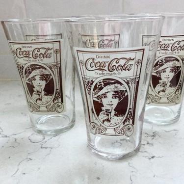 Set of 5 Archives Turn Of The Century Reproduction Flair Glasses - 16oz Coke Cup by LeChalet