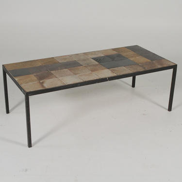 Mid-Century Iron And Tile Coffee Table