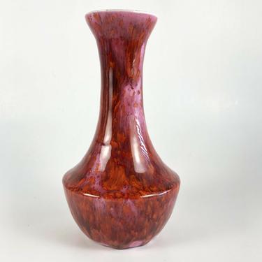 Mid Century Vintage Lava Drip Glaze Bright Pink &amp; Red Retro Vase Kitschy