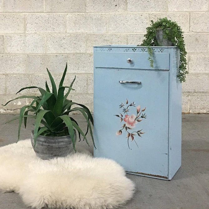 Vintage Hamper Retro 1960s Light Blue Metal Clothes Hamper by Detecto