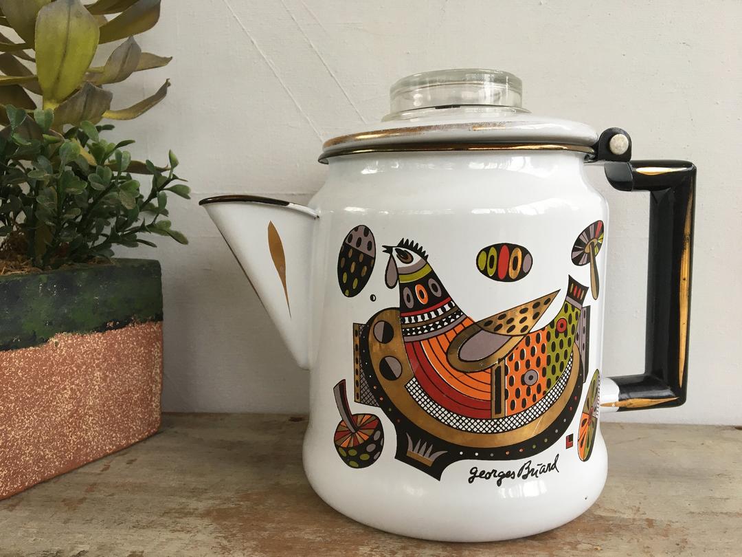 Vintage Georges popular Briard Enamel Coffee Pot