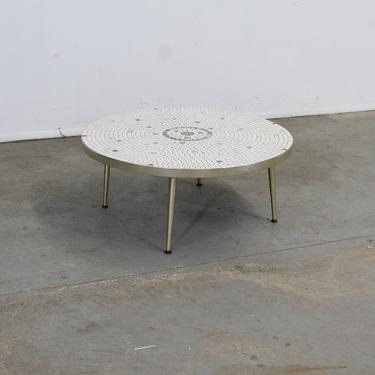 Mid Century Modern Atomic Round Tile Top Coffee Table 