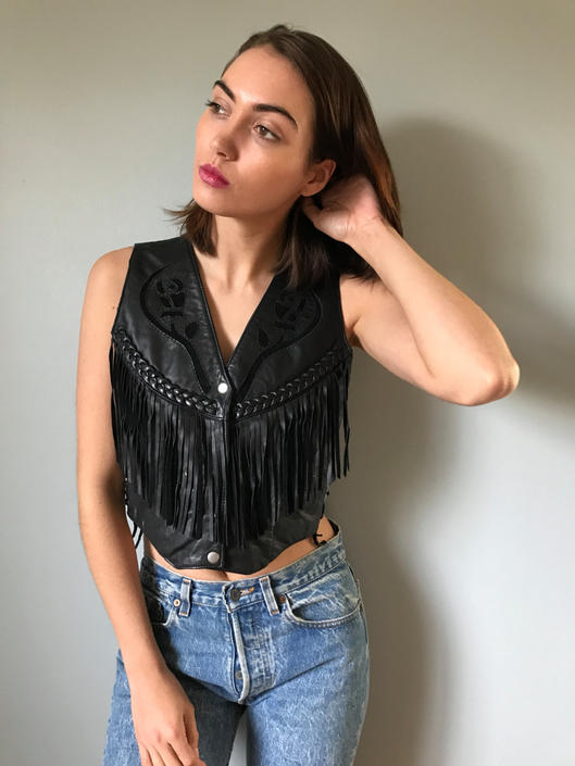 Fringe on sale leather vest