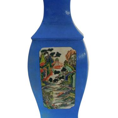 Chinese Square Blue Scenery Porcelain Vase cs2132E 