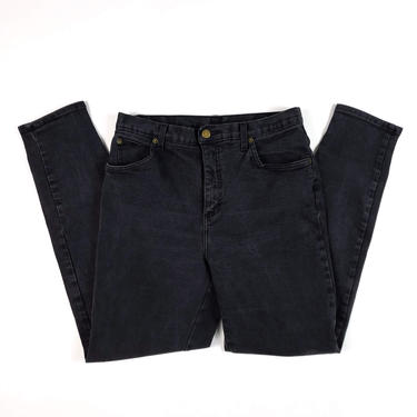 Black High Waisted Stretch Skinny Jeans 30 31 32 Waist,  90s Vintage Faded Black Mom Jeans 