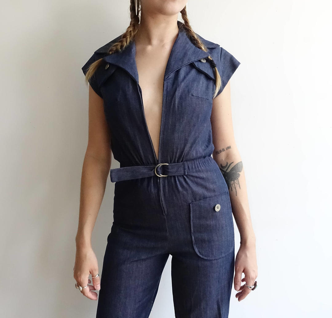 70s denim jumpsuit