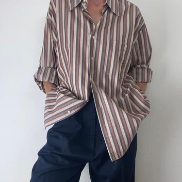 vintage mauve striped cotton menswear blouse size xl 