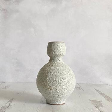 SHIPS NOW- 8" Stoneware Rustic Modern Flower Vase Glazed in Volcanic White Matte Texture Glaze. 