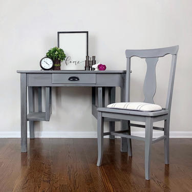 Vintage gray desk, arts & crafts style desk, mission style desk, farmhouse desk 