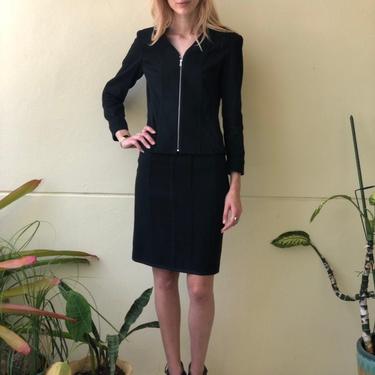 Virtual Garage Sale / Vintage 90’s Suit / Narciso Rodriguez Designer Suit / Charcoal Black Workwear / Secretary CEO Skirt Suit 