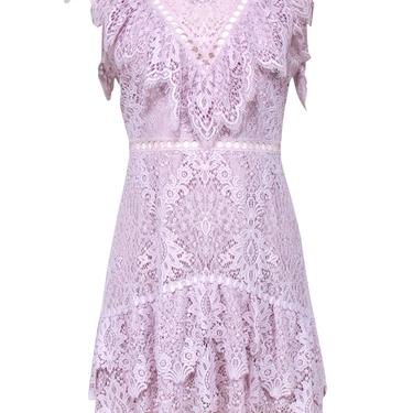 Saylor - Lavender Lace Cap Sleeve Sheath Dress w/ Eyelet &amp; Embroidered Trim Sz L