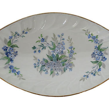 Limoges Blue Floral Serving Bow, French China, French Porcelain, Limoges 