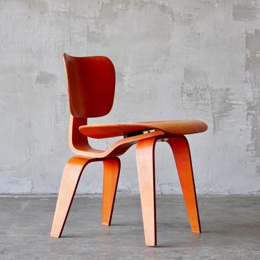 Eames/Evans Red Analine ‘DCW’ Chair 