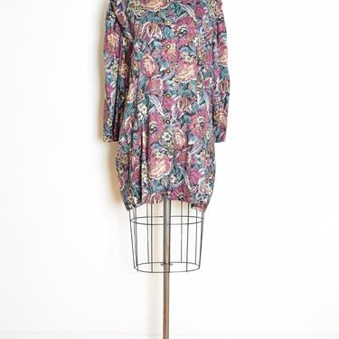 vintage 80s top dark floral print button up secretary blouse shirt plus size XXL clothing 