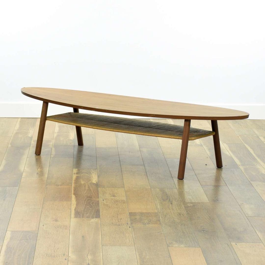 Mid Century Modern Style Oval Coffee Table W Rush Tier | Loveseat (San ...